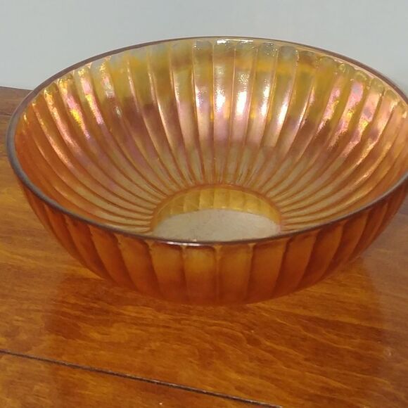 Vintage Other - Beautiful Vintage Orange Iradescent Carnival Glass Bowl Deptession Glassware